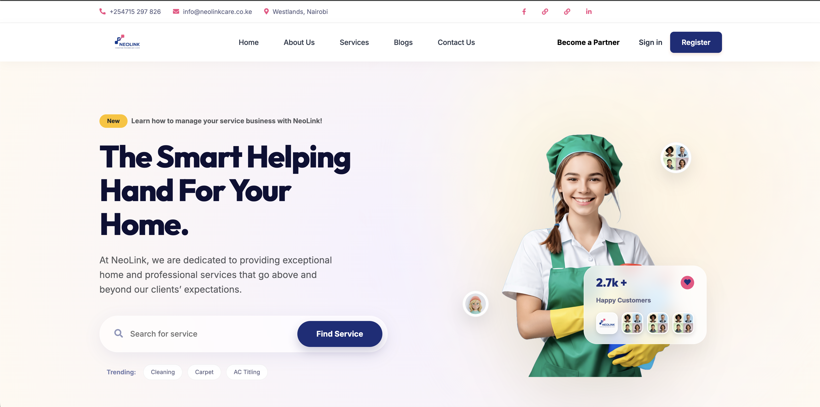 NeoLink Care website homepage